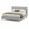 Queen Upholstered Platform Bed Frame, Light Gray, 85 x 64 x 45 in