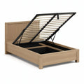Queen Lift-Up Storage Bed Frame, 80 x 60 in Mattress Size, Light Oak/Black