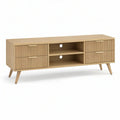 63 in Light Oak Engineered Wood TV Stand with 4 Drawers and Open Shelves