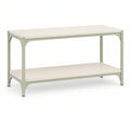 47.2 x 15.7 x 26.0 in 2-Tier Engineered Wood and Steel TV Stand, White and Light Gray-Green