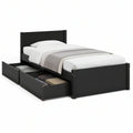 Twin Black Engineered Wood Storage Bed Frame with 2 Drawers, 79.5 x 42 x 41 in