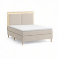 Queen Upholstered Platform Bed with LED Headboard, Beige/White, 66 x 85 x 50 in